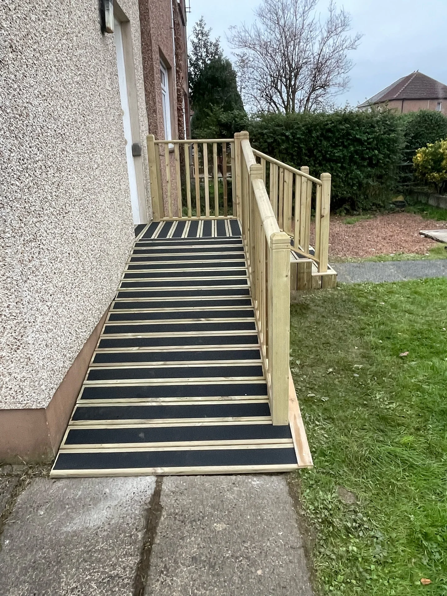 Timber wheelchair access and steps project 2 completed in Stevenston, Glasgow