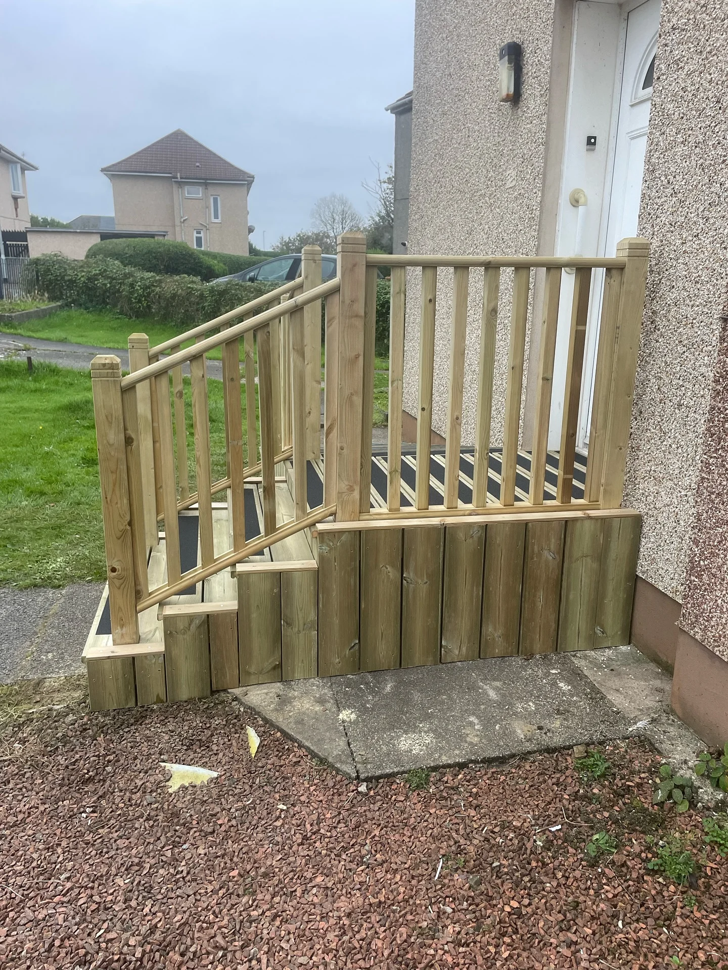 Timber wheelchair access and steps installation in West Central Scotland