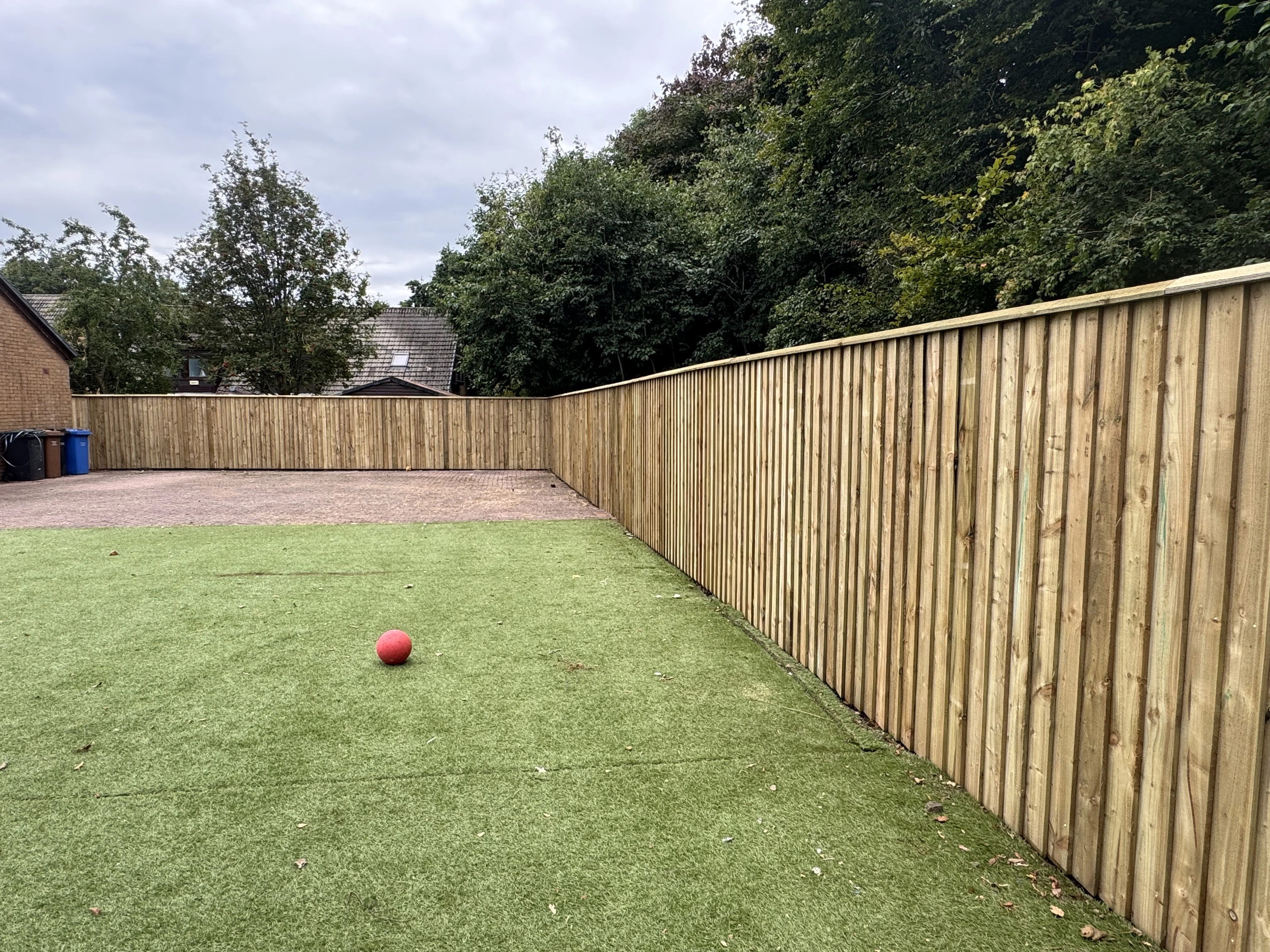 Timber overlap fencing with coping and double gates project 3 completed in Irvine, Ayrshire